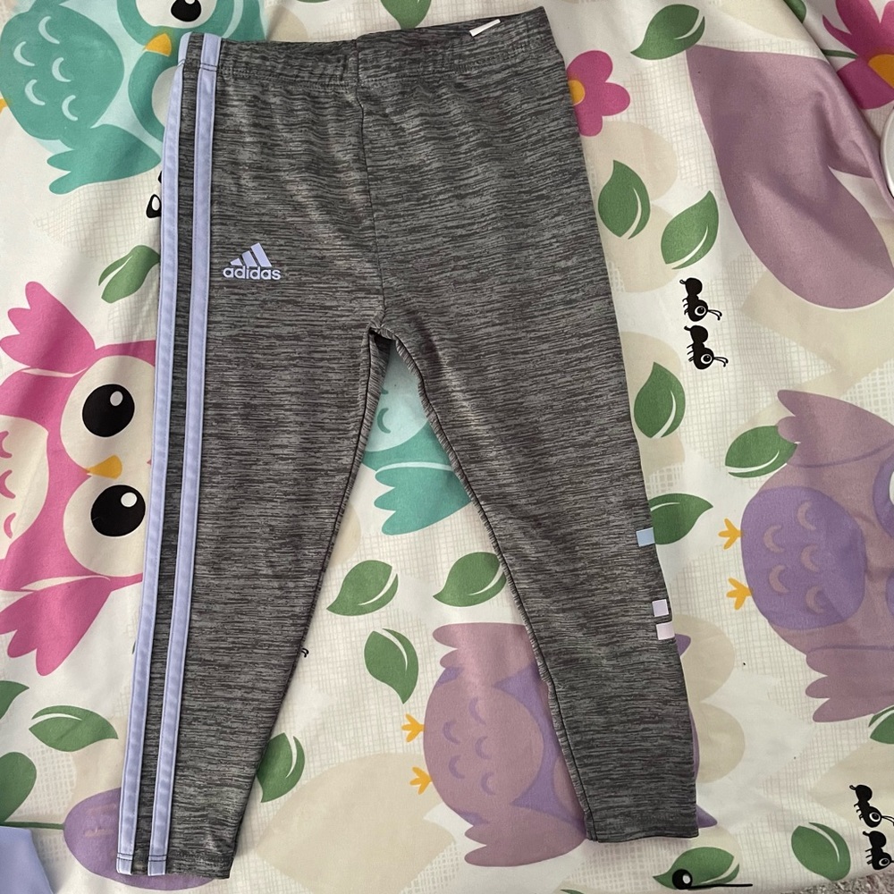 Toddler Grey & Purple Adidas Leggings